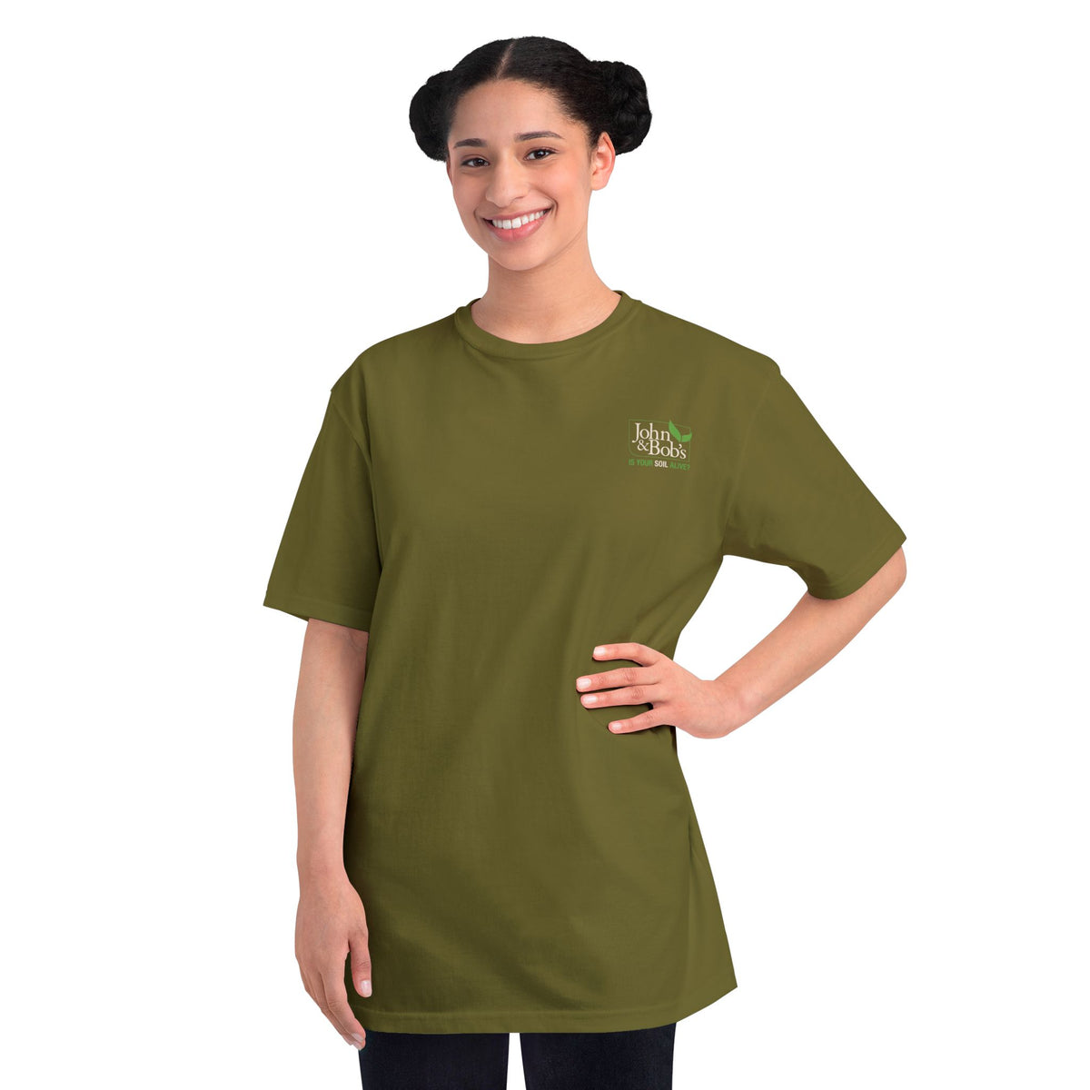 John & Bob’s® “Is Your Soil Alive?” T-Shirt – Brown & Olive