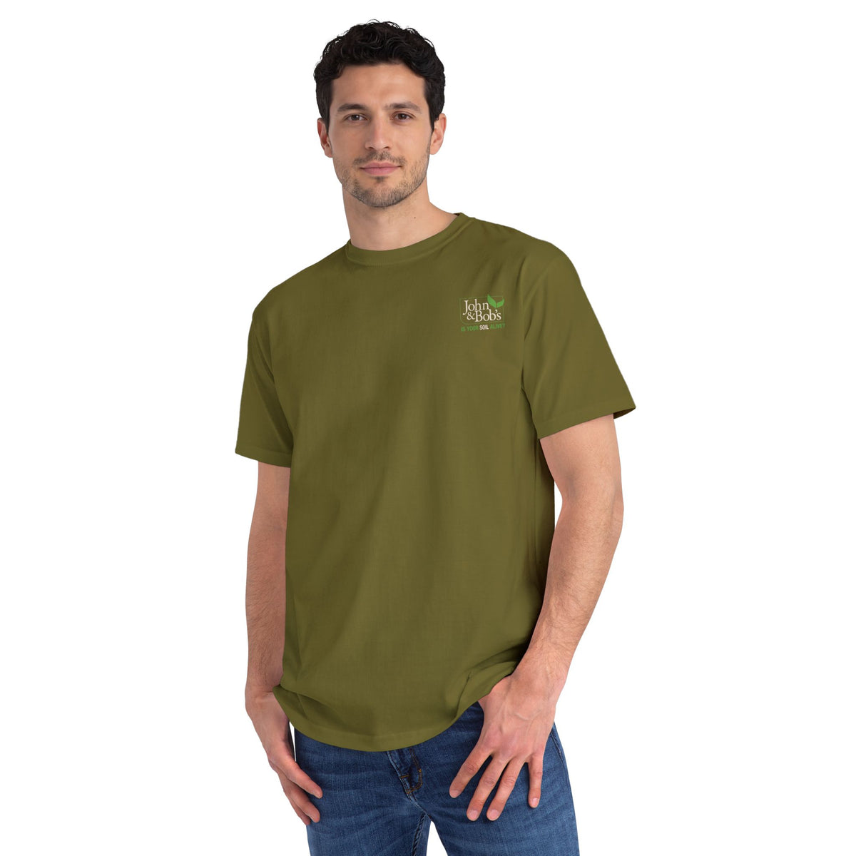 John & Bob’s® “Is Your Soil Alive?” T-Shirt – Brown & Olive
